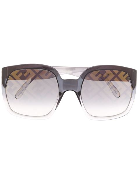 Fendi Logo Print Oversized Sunglasses In Grey | ModeSens