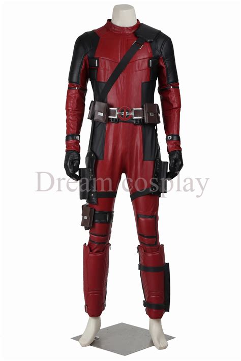 Hot 2016 Movie superhero Red Leather Jumpsuit Deadpool costume Deadpool ...