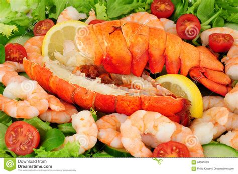 Cooked Lobster Tails with Fresh Salad Stock Image - Image of fruit ...