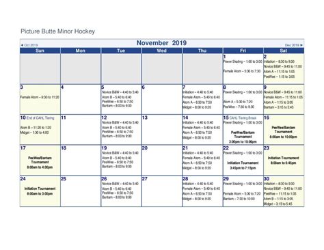 Ice Schedule – Picture Butte Minor Hockey