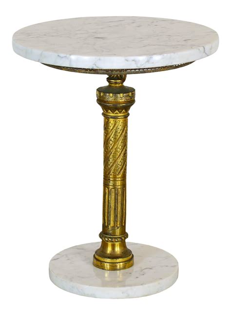 Hollywood Regency Pedestal Side Table With Marble Top in 2021 | Pedestal side table, Side table ...