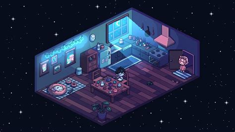 Pixel art > Cozy Night Indoors > Interior Home Design > Isometric ...