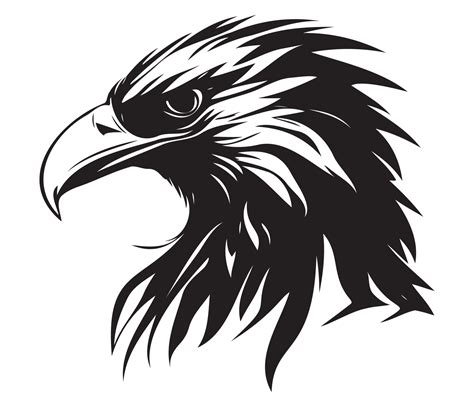 Eagle Face, Silhouettes Eagle Face, black and white Eagle vector ...