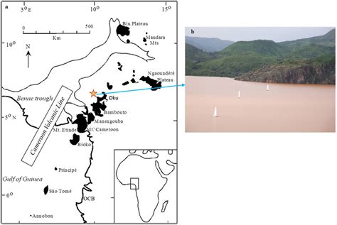 Geographical location of Lake Nyos (a) and View of the lake in March... | Download Scientific ...