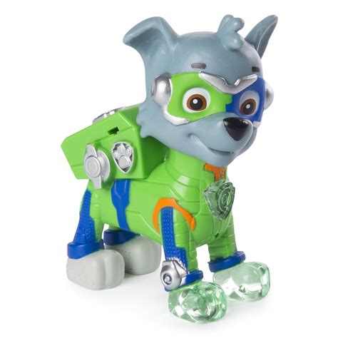 PAW Patrol Mighty Pups Rocky Figure with Light-up Badge | Exclusive Paw Patrol Toys at Walmart ...