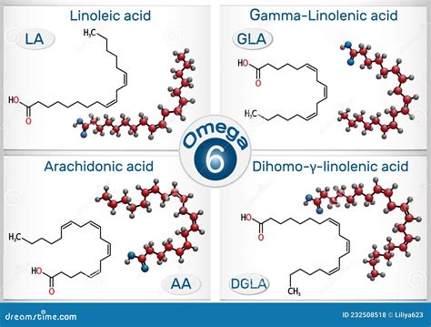 Dihomo-γ-linolenic Acid (DGLA) Fatty Acid Molecule. Omega 6-fatty Acid That Is Produced In The ...