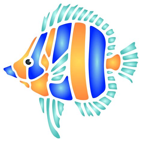 Buy Fish Stencil - 16.5 x 16.5cm (L) - Reusable Sea Ocean Nautical Seashore Reef Wall Stencil ...