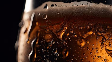 Premium AI Image | A beer glass with drops and beer close up