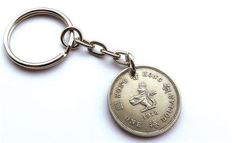 Hong Kong coin keychain, 1978, Chinese keychain, Oriental keychain, Asian charm, Vintage ...