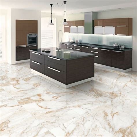 Calacatta Oro Polished Porcelain marble effect tile. | Tile floor ...