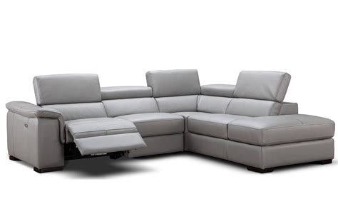 Perla Modern Reclining Sectional Sofa in Grey Leather