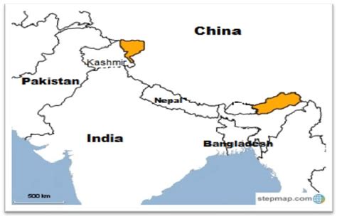 1962 India-China border war. The shaded areas in the map mark the ...