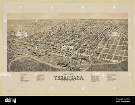 Perspective map of Texarkana, Texas and Arkansas Stock Photo - Alamy