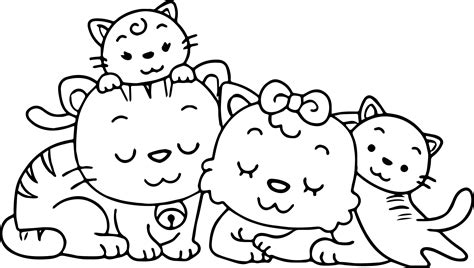 Cat Family Coloring Pages at GetColorings.com | Free printable ...