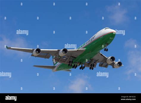 Los Angeles, California, United States - June 5, 2015: EVA Air Cargo Boeing 747-400 shown about ...