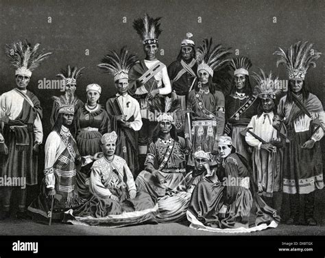 Circa 1885 view of Iroquois Indians in Montreal, Quebec, Canada. From ...