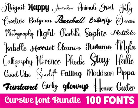 The Ultimate 100 Cursive Fonts Bundle Cursive Font Bundle - Etsy UK