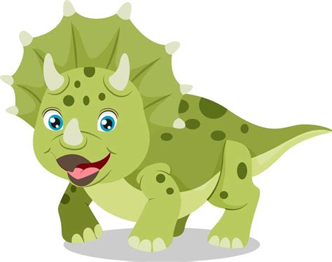 Cute green triceratops dinosaur cartoon 9015775 Vector Art at Vecteezy