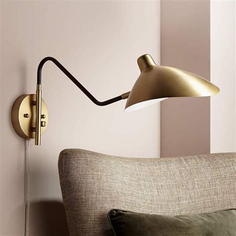 Colborne Brass and Bronze Plug-In Swing Arm Wall Lamp - #76H61 | Lamps Plus in 2020 | Swing arm ...