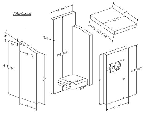 Wren Bird House Dimensions PNG