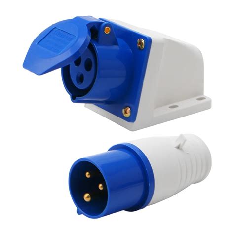 16 Amp 3 Pin Industrial Plug Or Socket 220-250v Weatherproof Ip44 2p ...