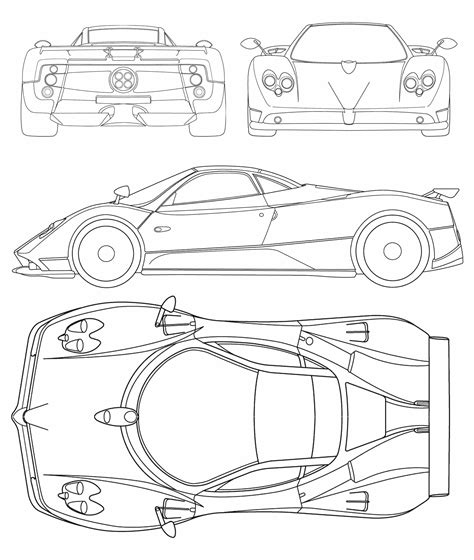 Pagani Zonda C21 Blueprint - Download free blueprint for 3D modeling