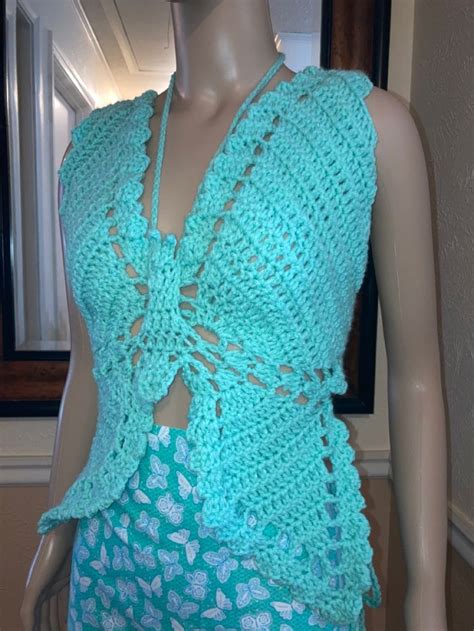 Crocheted Butterfly Top in 2021 | Butterfly top, Crochet butterfly, Crochet top