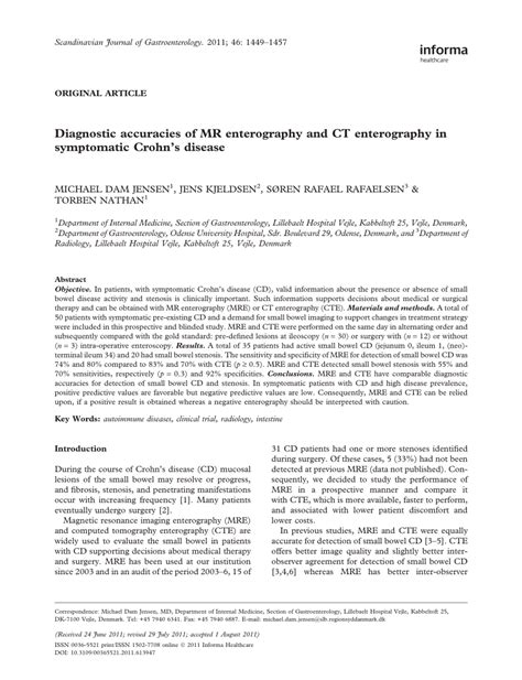 (PDF) Diagnostic accuracies of MR enterography and CT enterography in ...