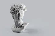 Gypsum statue of David's head. Michelangelo's David statue plaster copy ...