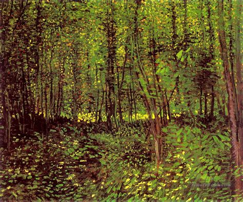 Arbres et sous bois Vincent van Gogh Forêt Peinture Tableau en Vente