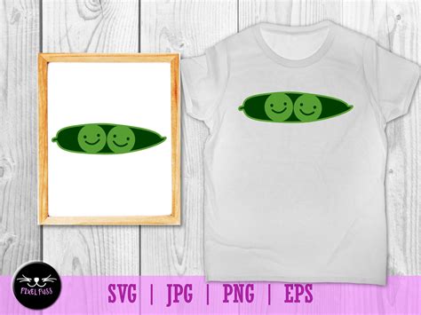 Cute Two Peas in a Pod Cartoon Line Art SVG Vector Illustration PNG, EPS, Jpeg Files 300 Dpi ...