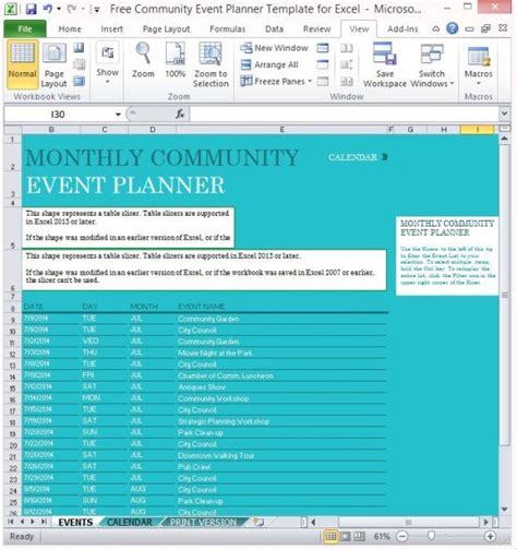 Free Community Event Planner Template For Excel