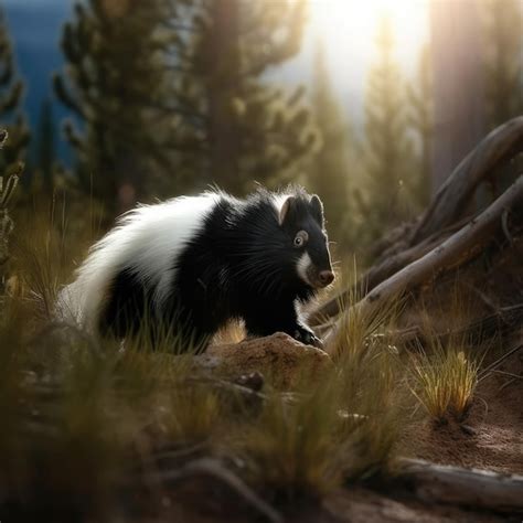 Premium AI Image | Skunk in natural habitat generative AI