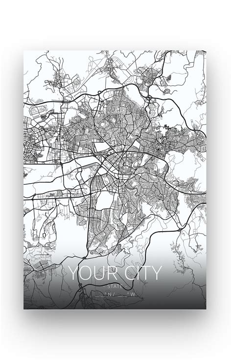 Your custom city map printed poster / Any worldwide city / | Etsy