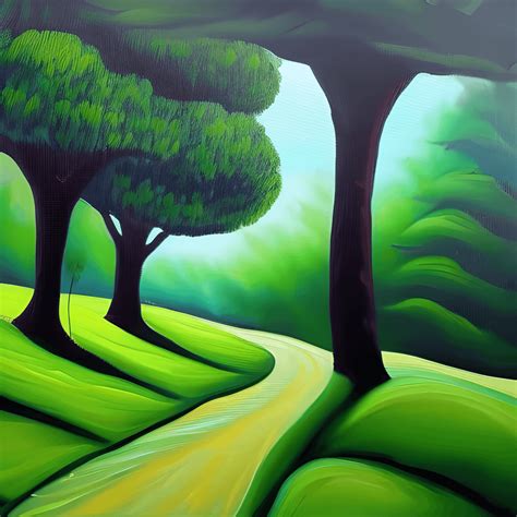 Create a Painting of Green Scenery for Mind Relaxation · Creative Fabrica