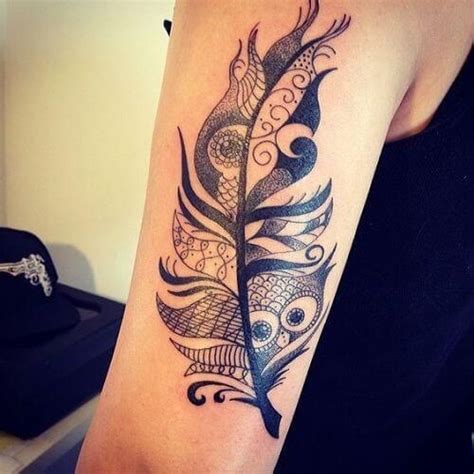 15+ Best Owl Feather Tattoo Ideas and Designs | PetPress | Owl feather tattoos, Feather tattoos ...