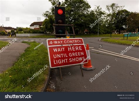 4way Traffic Light Control Temporary Signage Stock Photo 2212398555 ...