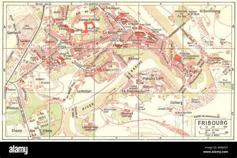 SWITZERLAND. Fribourg 1923 old vintage map plan chart Stock Photo - Alamy