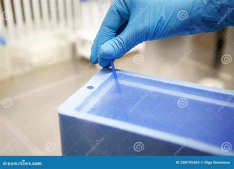 Hands of a Scientist in the Laboratory with a Test Tube and a Microscope. the Invention of the ...