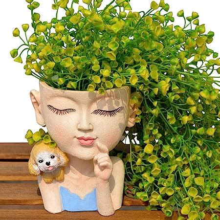 Amazon.com : IEBIYO Girl Face Pot for Plants Face Flower Planter Face Plant Pot with Drainage ...