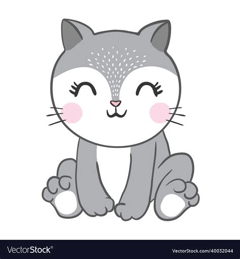 Cute baby cat for shower greeting card Royalty Free Vector