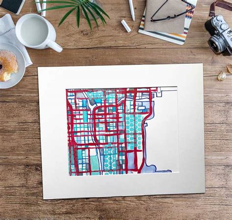 Abstract Map of Chicago Loop - Horizontal Drawing. Modern City Art ...