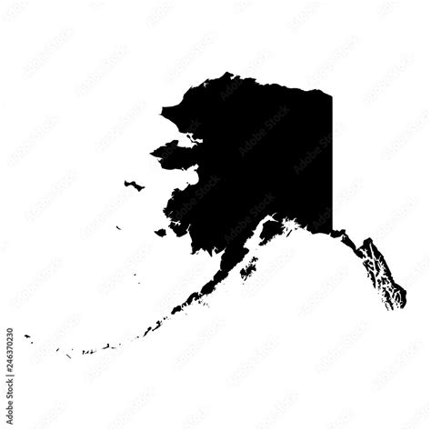 Alaska, state of USA - solid black silhouette map of country area. Simple flat vector ...