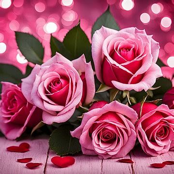 A Bunch Of Pink Roses On Wooden Table Background, Roses Background, Rose Background, Rosses ...