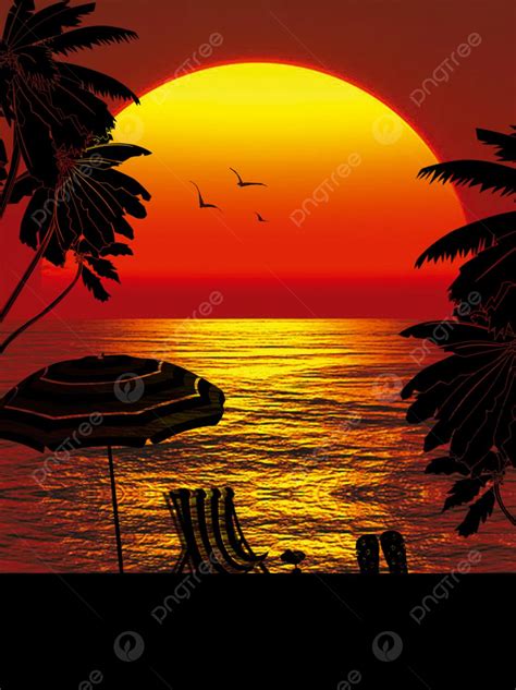 Beach Sunset Silhouette Sea Background Wallpaper Image For Free ...