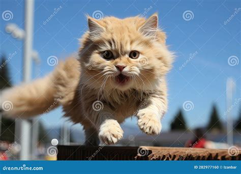 Funny Cat Jumping Illustration Generative Ai Stock Illustration - Illustration of personal ...