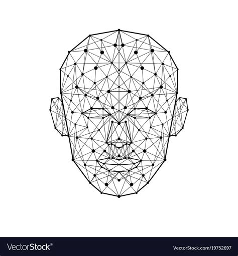 Human face low polygon wireframe mash head shape Vector Image