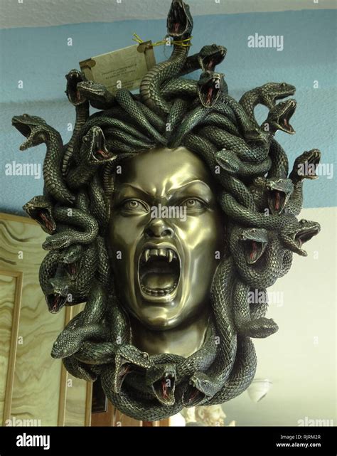 Replica head of Medusa, who was in Greek Mythology, described as a ...