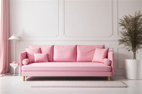 Premium AI Image | Pink sofa in white living room with copy space