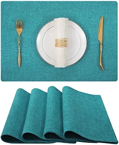 Amazon.com: Moslion Teal Placemats,Stripes Lines Primarily in Shades of ...